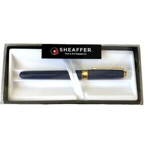 Sheaffer Prelude Blue Laquer Gold Tone Trim Med Nib Fountain Pen NEW in Gift Box